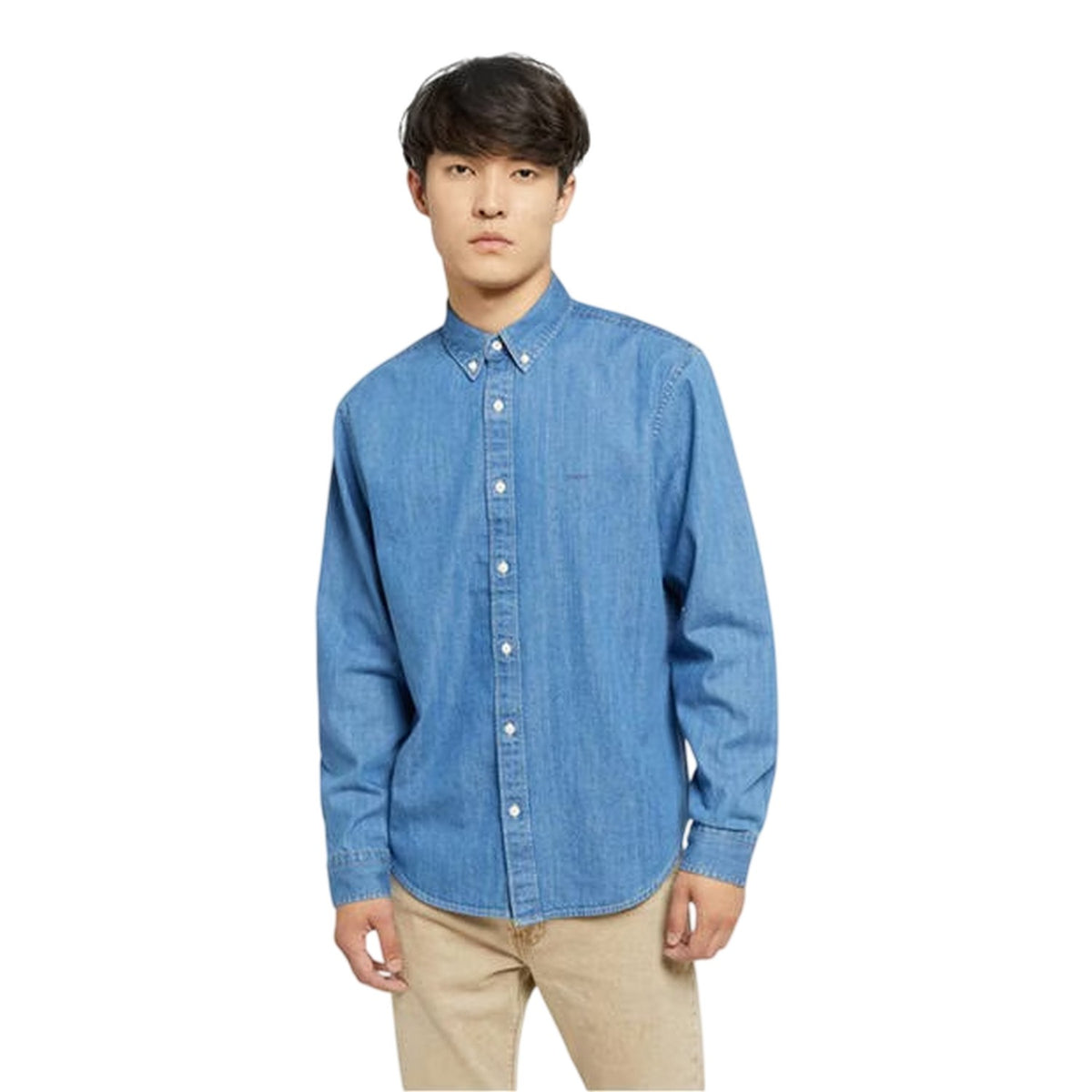 Blue - Side - Levis Mens Authentic Denim Button-Down Shirt