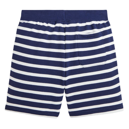 Navy - Back - Ralph Lauren Boys Fleece Striped Sweat Shorts