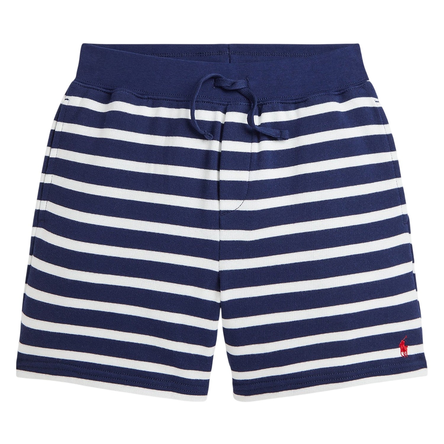 Navy - Front - Ralph Lauren Boys Fleece Striped Sweat Shorts