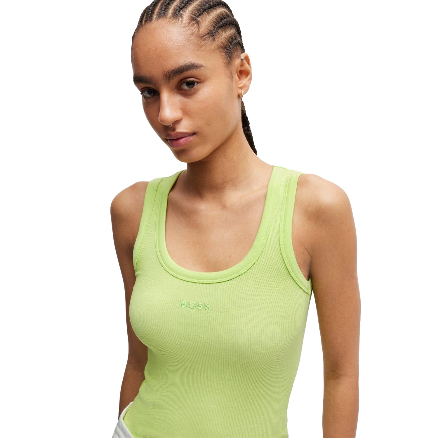 Green - Side - Boss Womens-Ladies C_Ematite Slim Tank Top