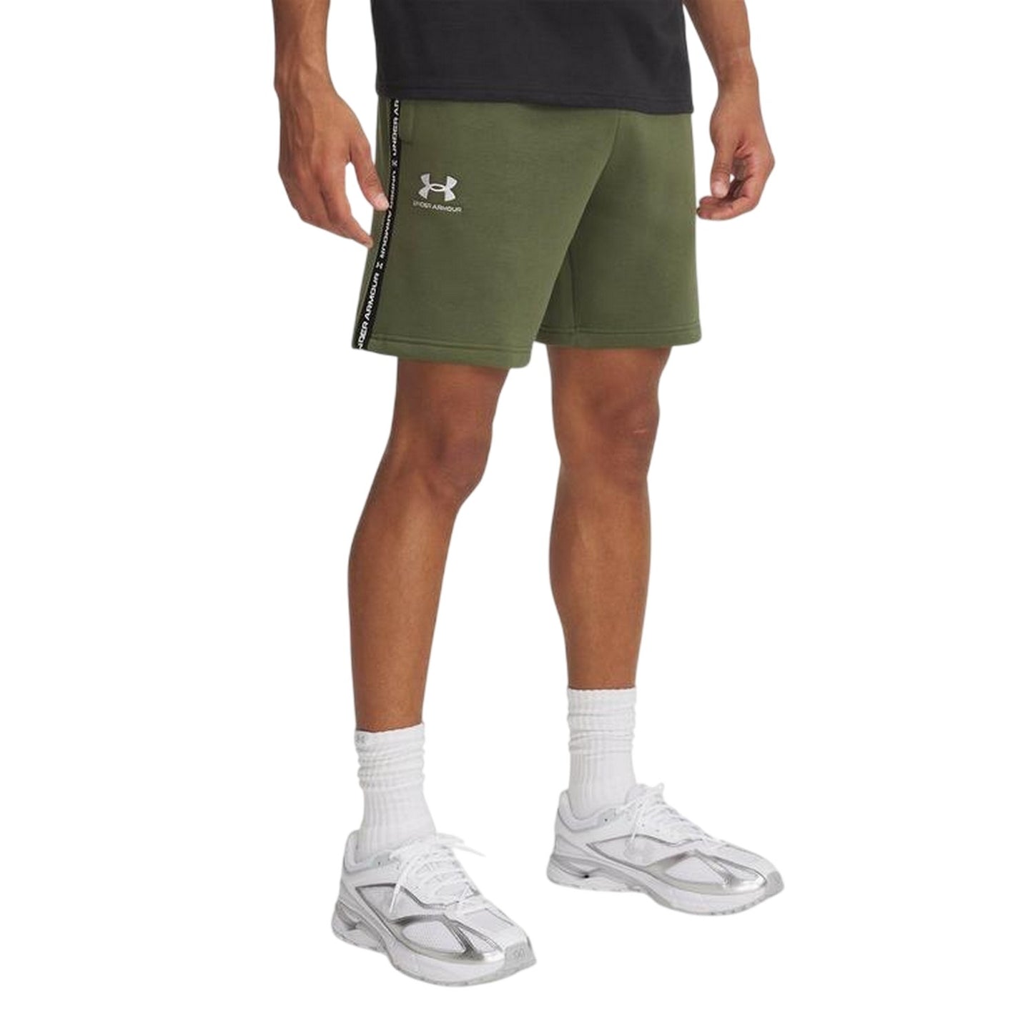 Khaki - Front - Under Armour Mens Icon Fleece Taped Sweat Shorts