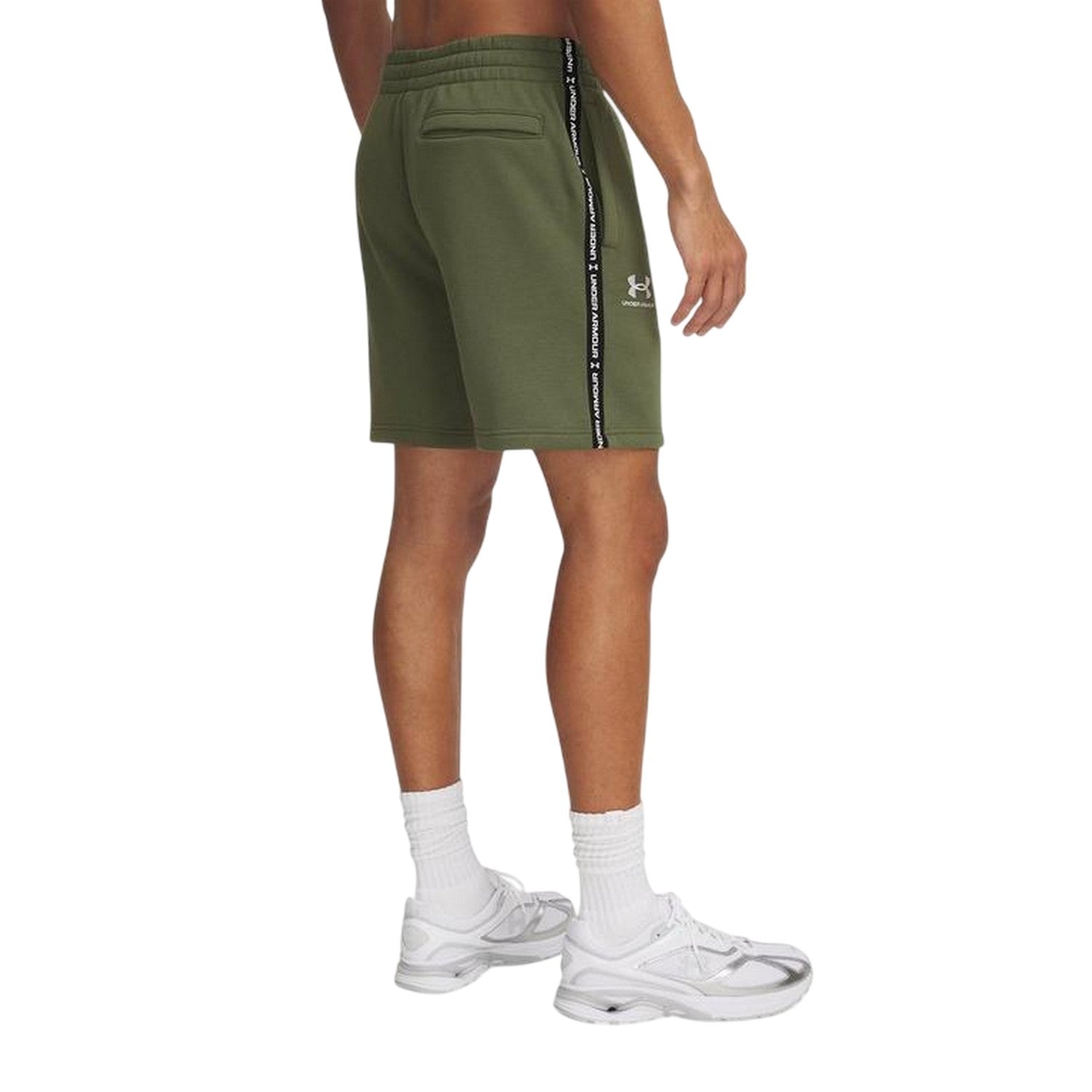 Khaki - Back - Under Armour Mens Icon Fleece Taped Sweat Shorts