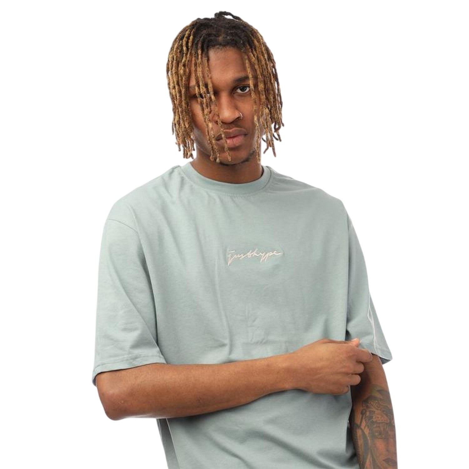 Moss - Side - Hype Mens Signature Logo Oversized T-Shirt