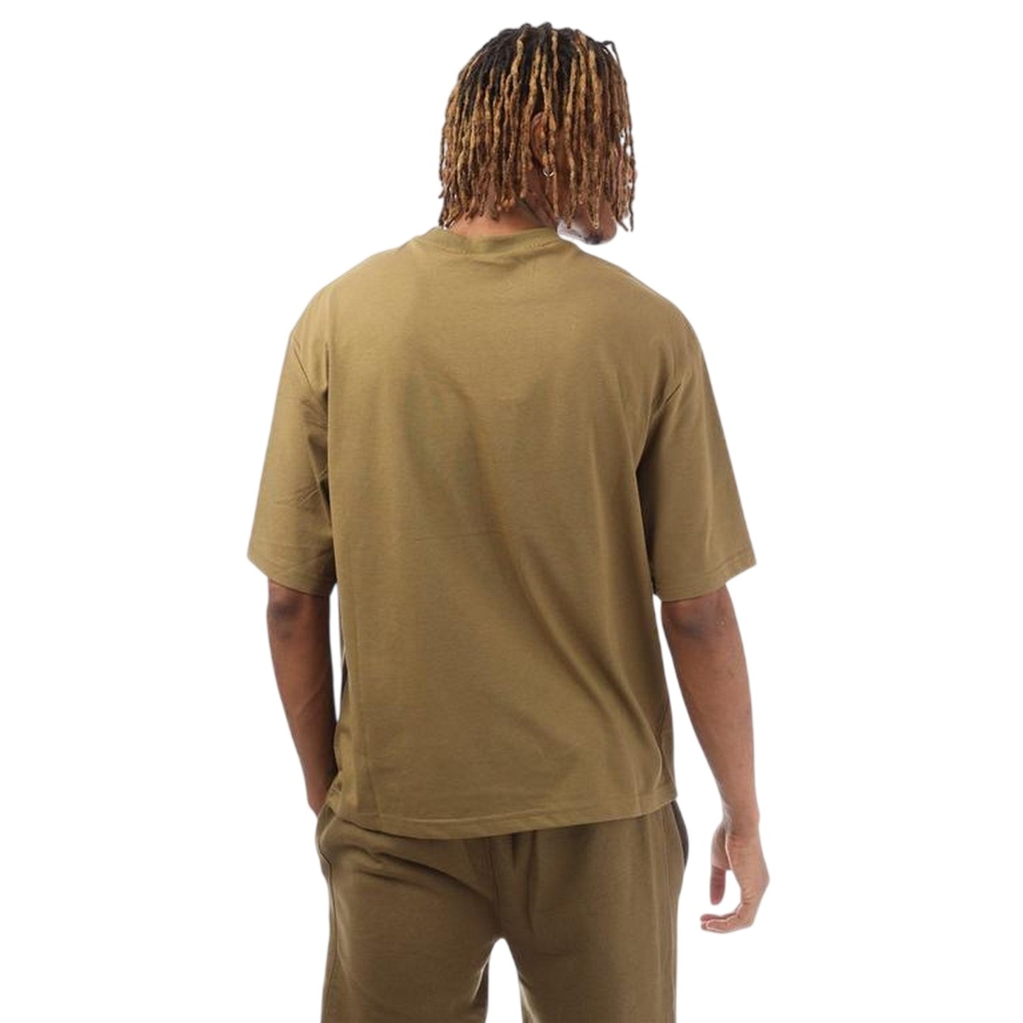 Olive - Back - Hype Mens Signature Logo Oversized T-Shirt