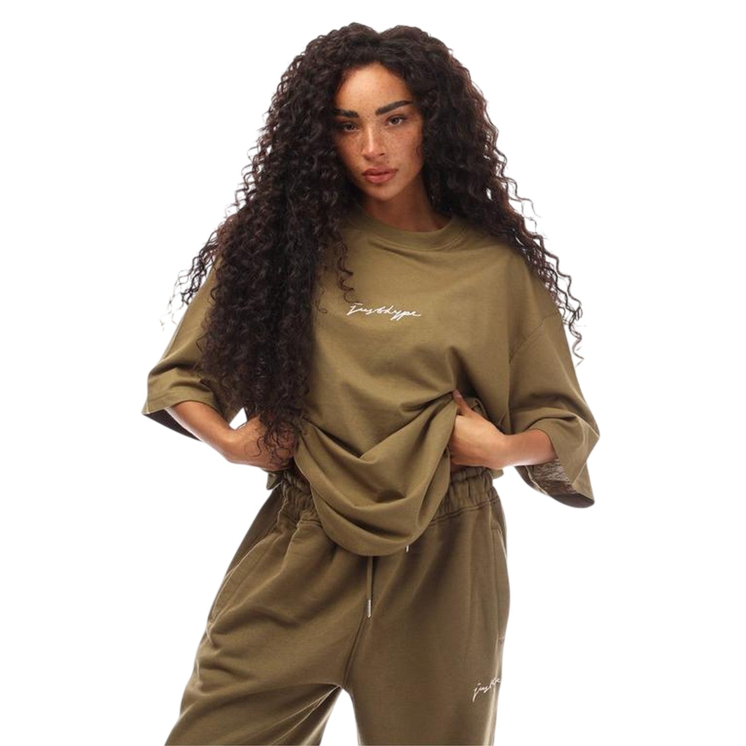 Olive - Lifestyle - Hype Mens Signature Logo Oversized T-Shirt