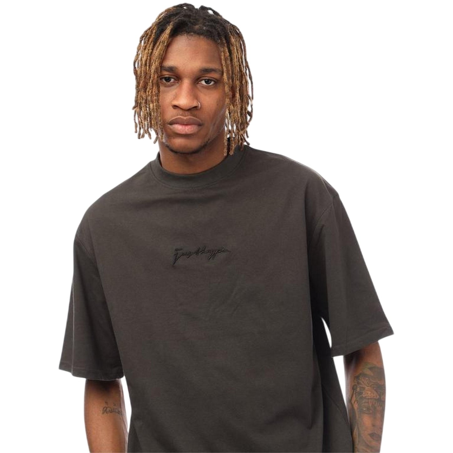 Black - Side - Hype Mens Signature Logo Oversized T-Shirt