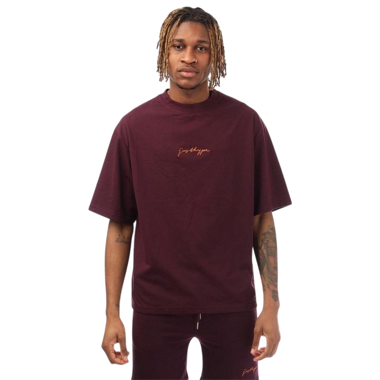 Purple - Front - Hype Mens Signature Logo Oversized T-Shirt
