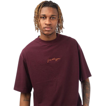 Purple - Side - Hype Mens Signature Logo Oversized T-Shirt