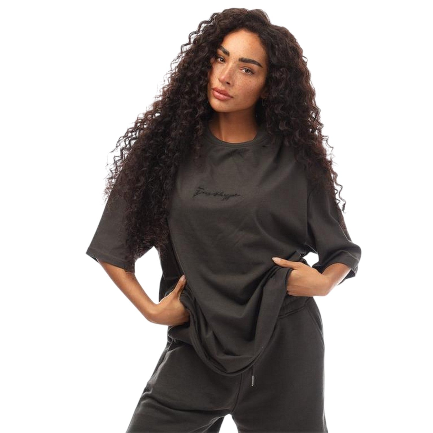Black - Lifestyle - Hype Mens Signature Logo Oversized T-Shirt