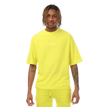 Lime - Front - Hype Mens Signature Logo Oversized T-Shirt