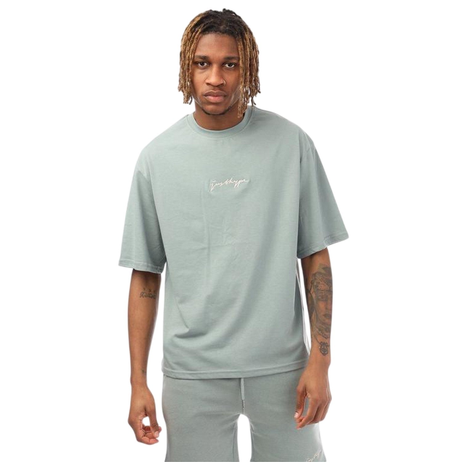 Moss - Front - Hype Mens Signature Logo Oversized T-Shirt