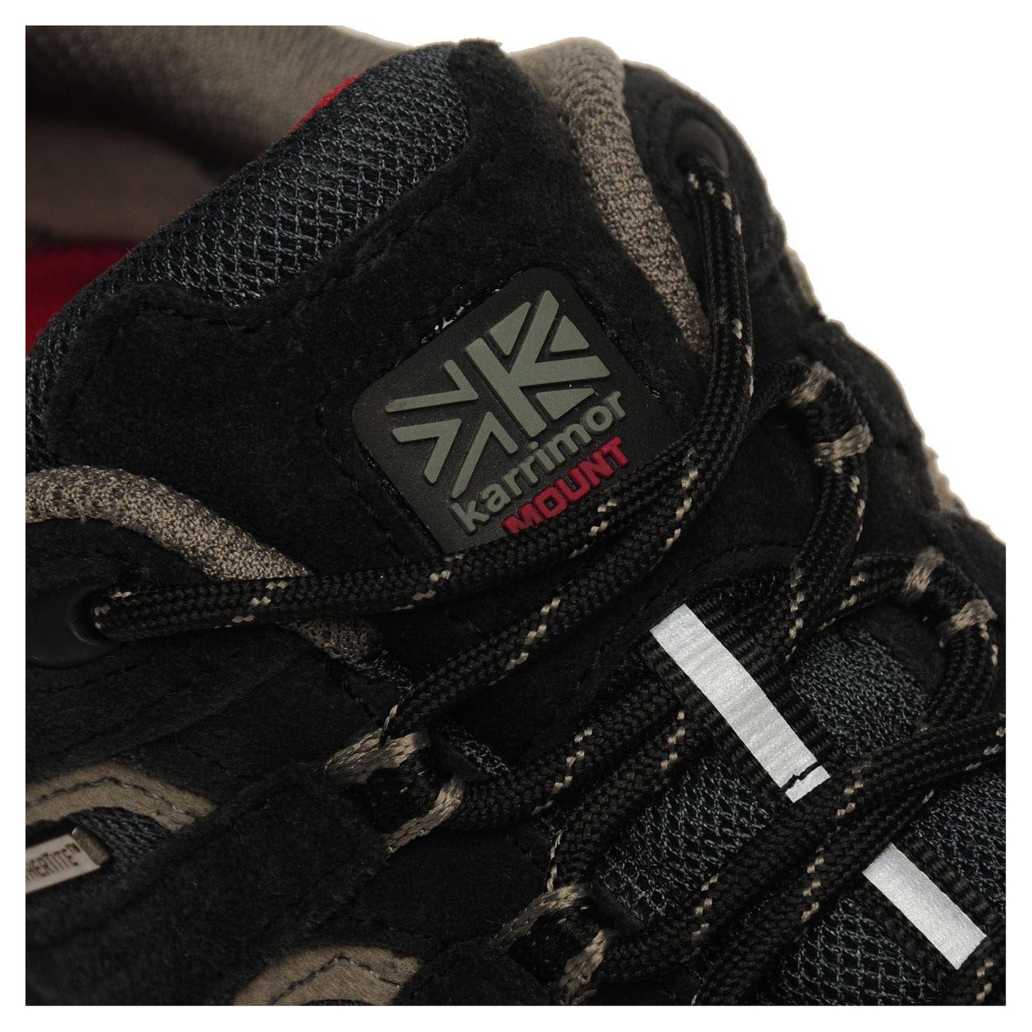 Black-Red - Side - Karrimor Childrens-Kids Mount Leather Waterproof Walking Shoes