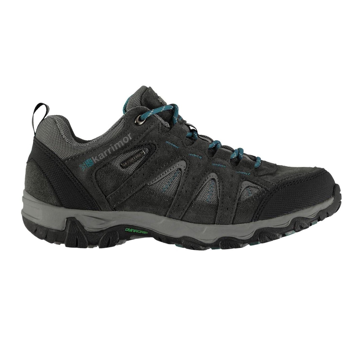 Grey-Teal - Front - Karrimor Childrens-Kids Mount Leather Waterproof Walking Shoes