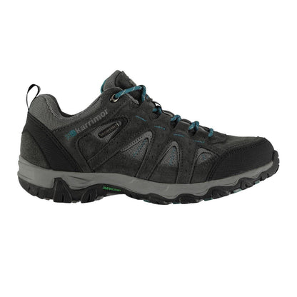 Grey-Teal - Front - Karrimor Childrens-Kids Mount Leather Waterproof Walking Shoes