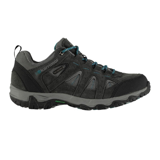 Grey-Teal - Front - Karrimor Childrens-Kids Mount Leather Waterproof Walking Shoes