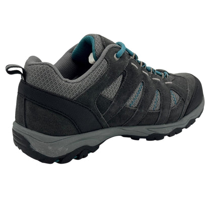 Grey-Teal - Back - Karrimor Childrens-Kids Mount Leather Waterproof Walking Shoes