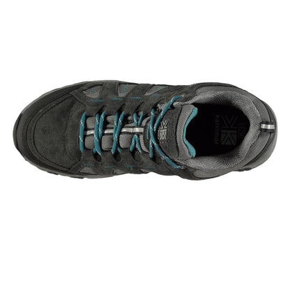 Grey-Teal - Side - Karrimor Childrens-Kids Mount Leather Waterproof Walking Shoes