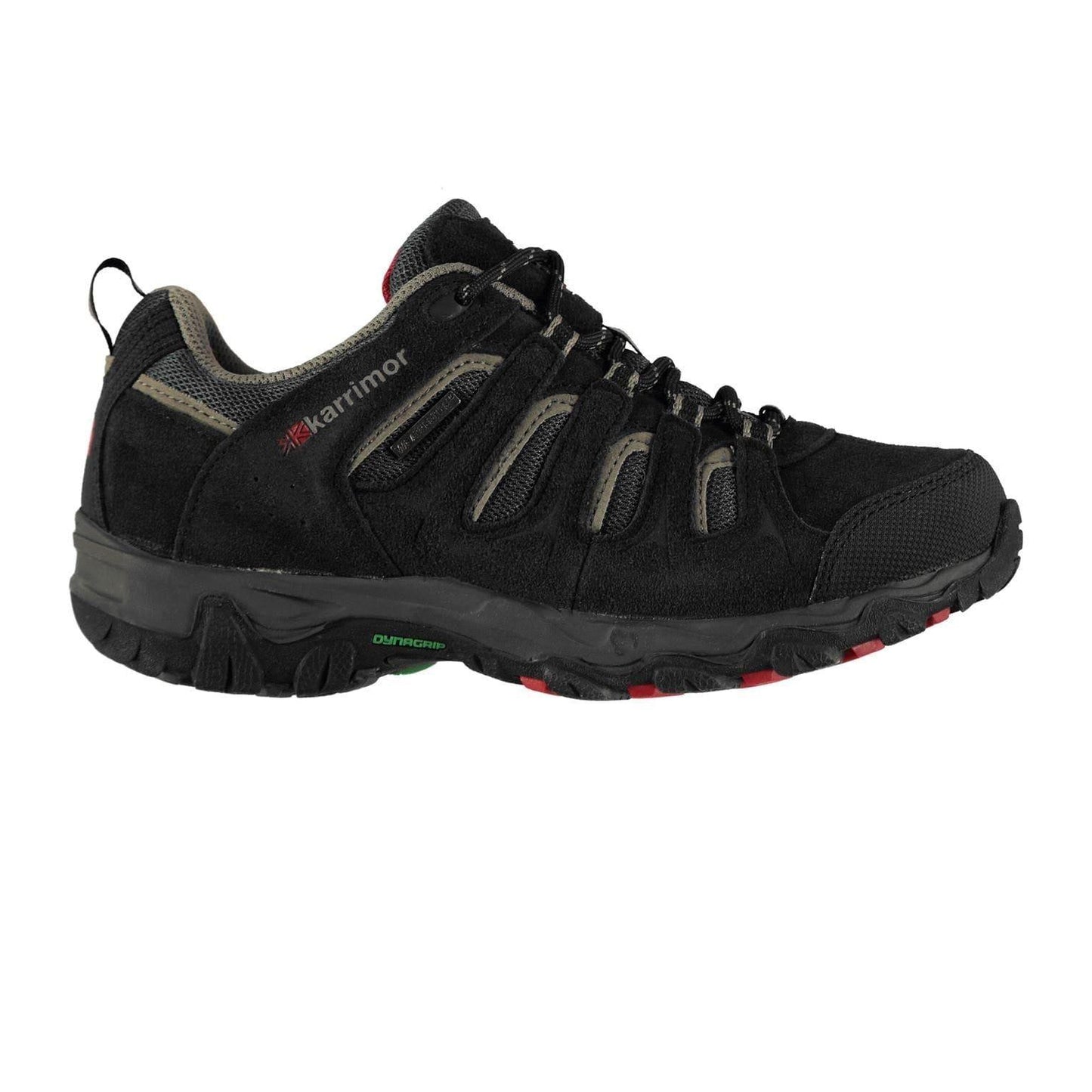 Black-Red - Front - Karrimor Childrens-Kids Mount Leather Waterproof Walking Shoes
