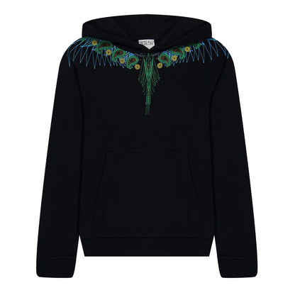 Black-Green - Front - Marcelo Burlon Childrens-Kids Bandana Wings Hoodie