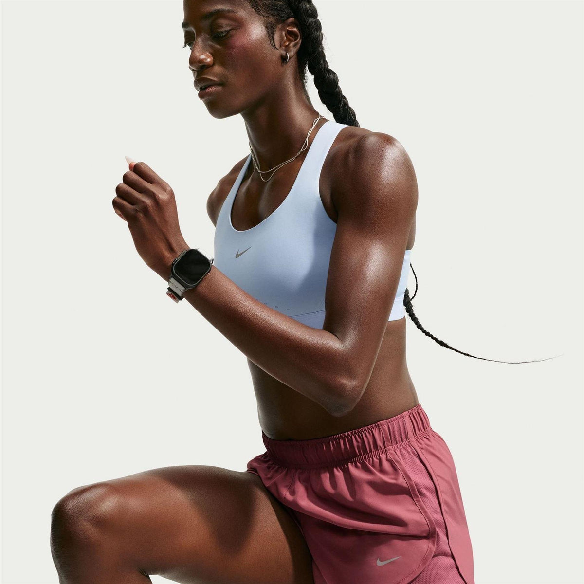 Pink Smoke - Pack Shot - Nike Womens-Ladies Tempo Dri-FIT Mid Rise Running Shorts