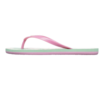 Green-Pink - Back - Roxy Womens-Ladies Open Toe Beach Flat Flip Flops
