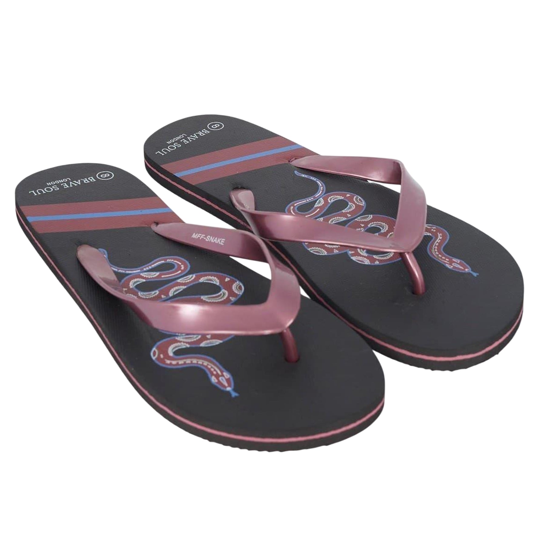 Black - Side - Brave Soul Mens Flip Flops