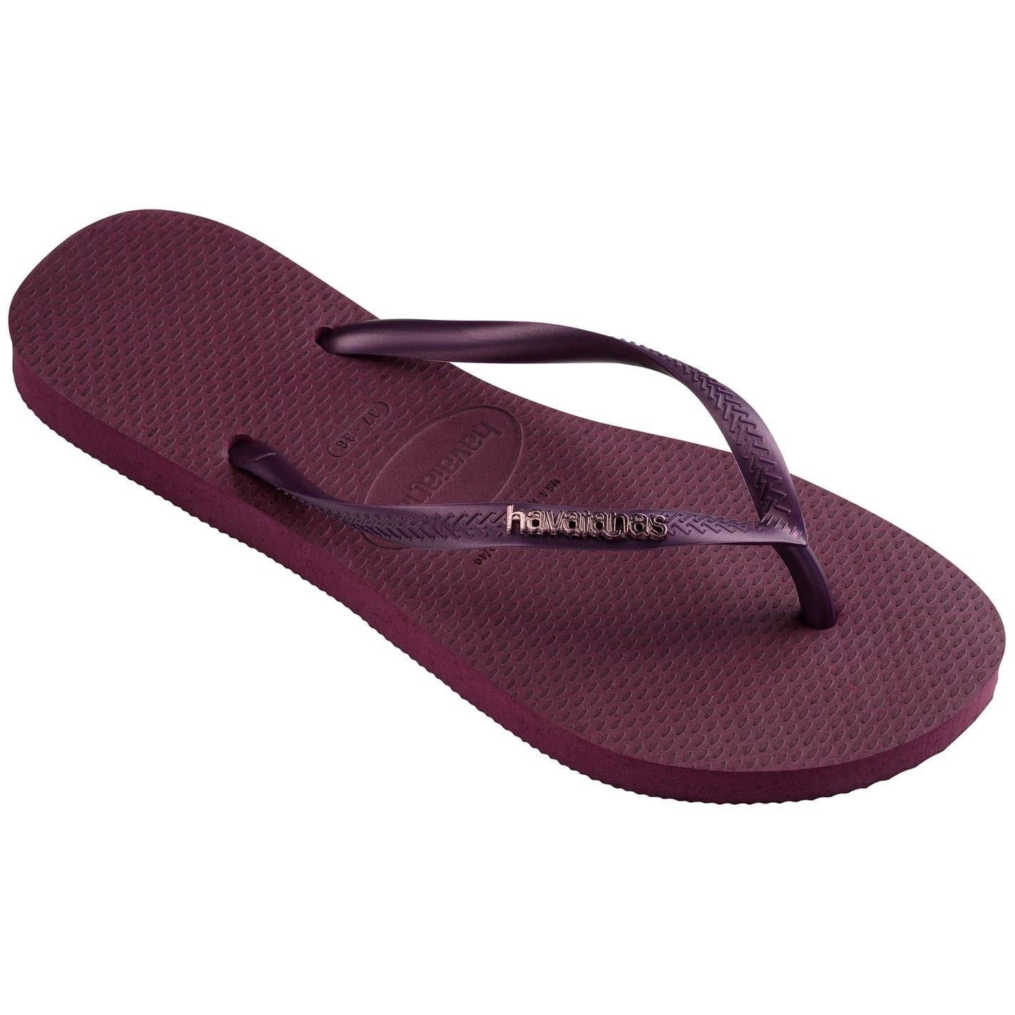 Purple - Back - Havaianas Womens-Ladies Slim Flip Flops