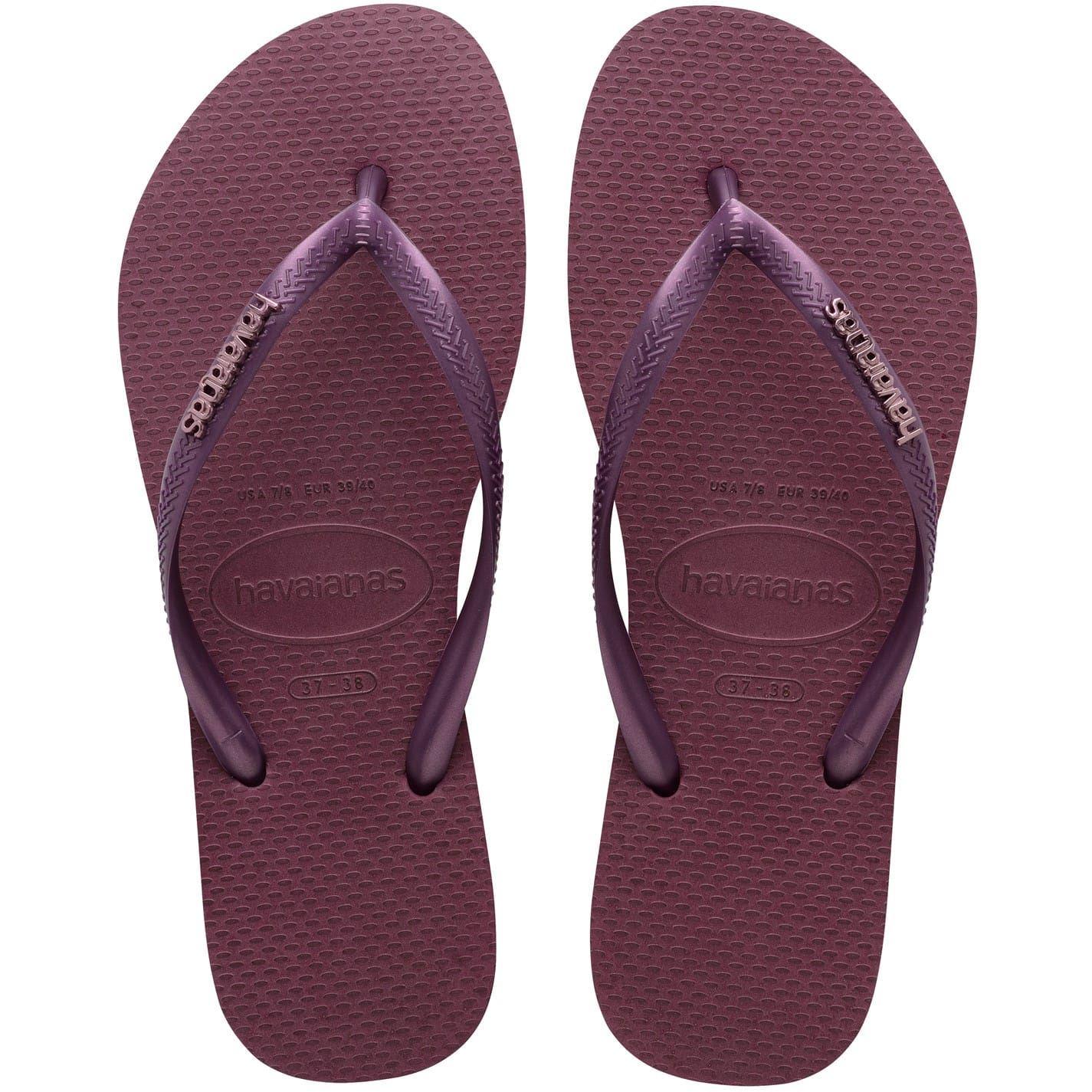 Purple - Side - Havaianas Womens-Ladies Slim Flip Flops