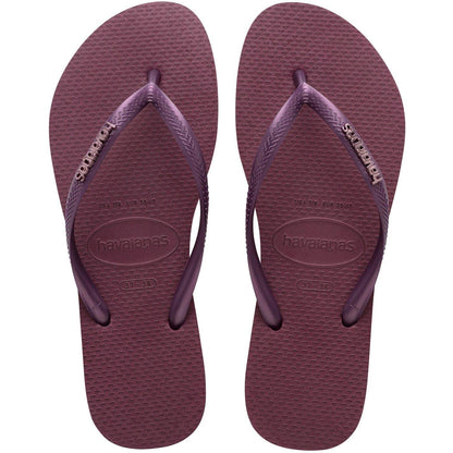 Purple - Side - Havaianas Womens-Ladies Slim Flip Flops