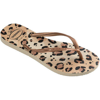 Sand-Leopard - Back - Havaianas Womens-Ladies Slim Flip Flops