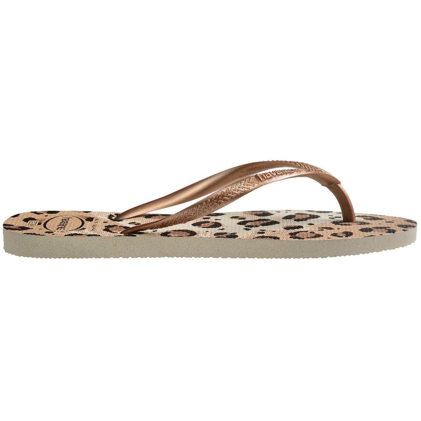 Sand-Leopard - Side - Havaianas Womens-Ladies Slim Flip Flops