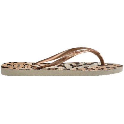 Sand-Leopard - Side - Havaianas Womens-Ladies Slim Flip Flops