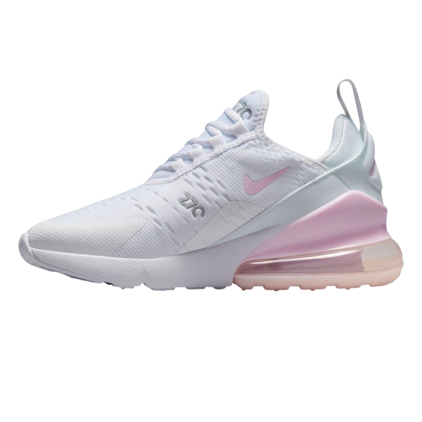 White-Pink-Grey - Side - Nike Childrens-Kids Air Max 270 Shoes