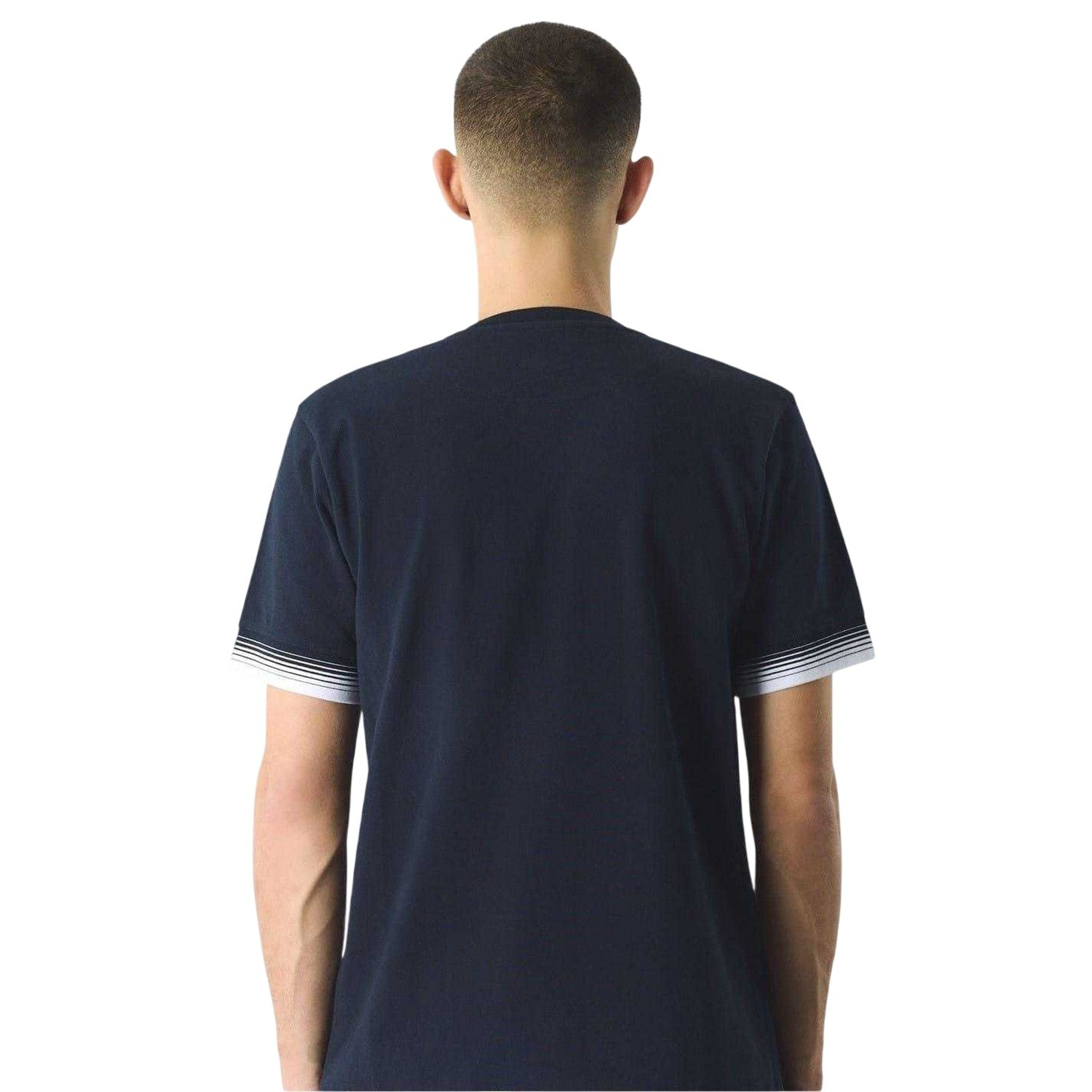 Navy - Back - Pretty Green Mens Henley Regular T-Shirt
