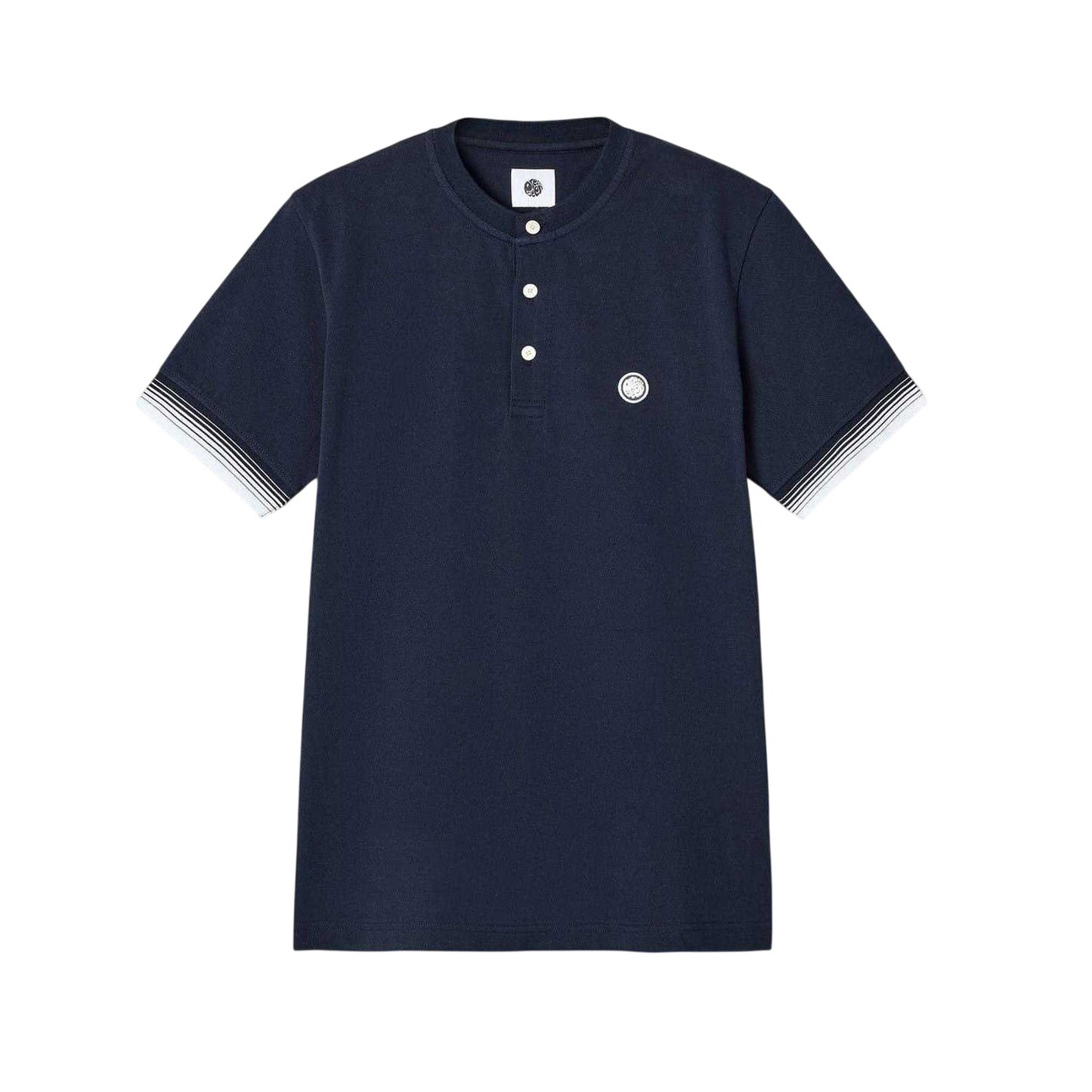 Navy - Front - Pretty Green Mens Henley Regular T-Shirt
