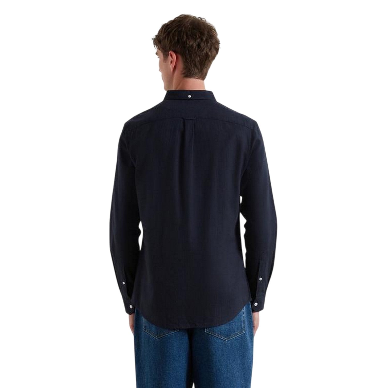Navy Marl Marl - Back - Farah Mens Milners Oxford Long-Sleeved Button-Down Shirt
