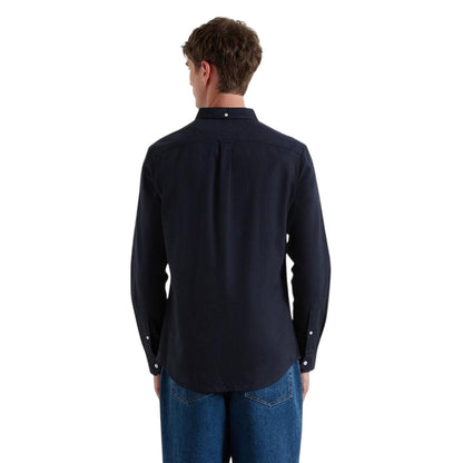 Navy Marl Marl - Back - Farah Mens Milners Oxford Long-Sleeved Button-Down Shirt