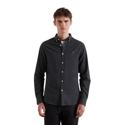 Charcoal - Front - Farah Mens Milners Oxford Long-Sleeved Button-Down Shirt