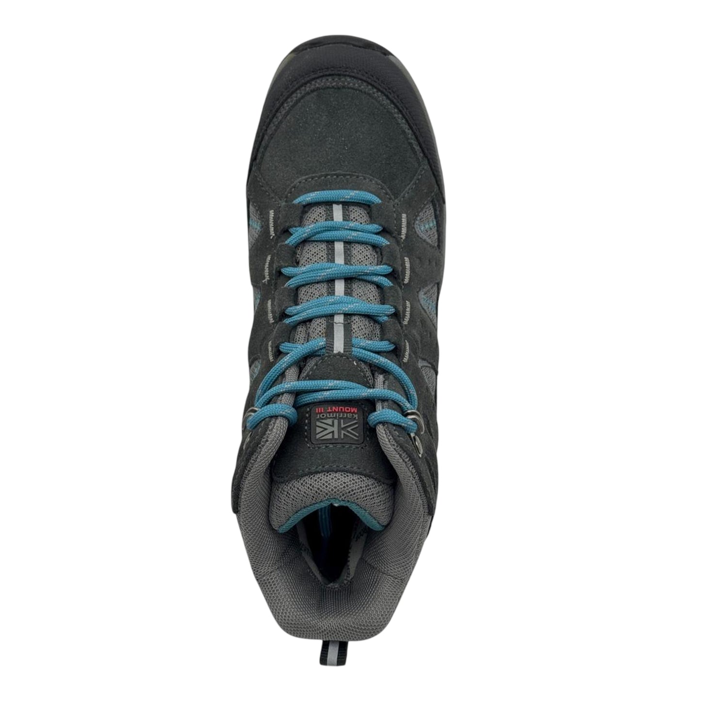 Grey-Teal - Side - Karrimor Childrens-Kids Mount Leather Walking Shoes