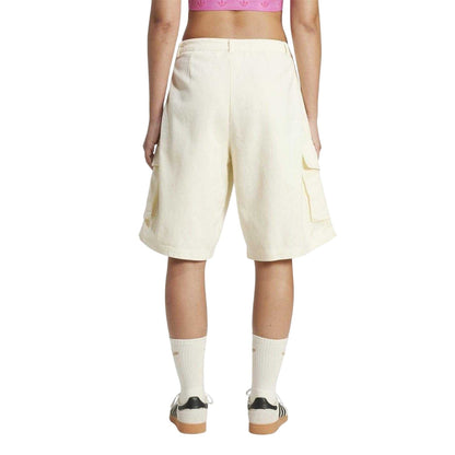 Cream - Back - Adidas Womens-Ladies Originals Denim Baggy Cargo Shorts