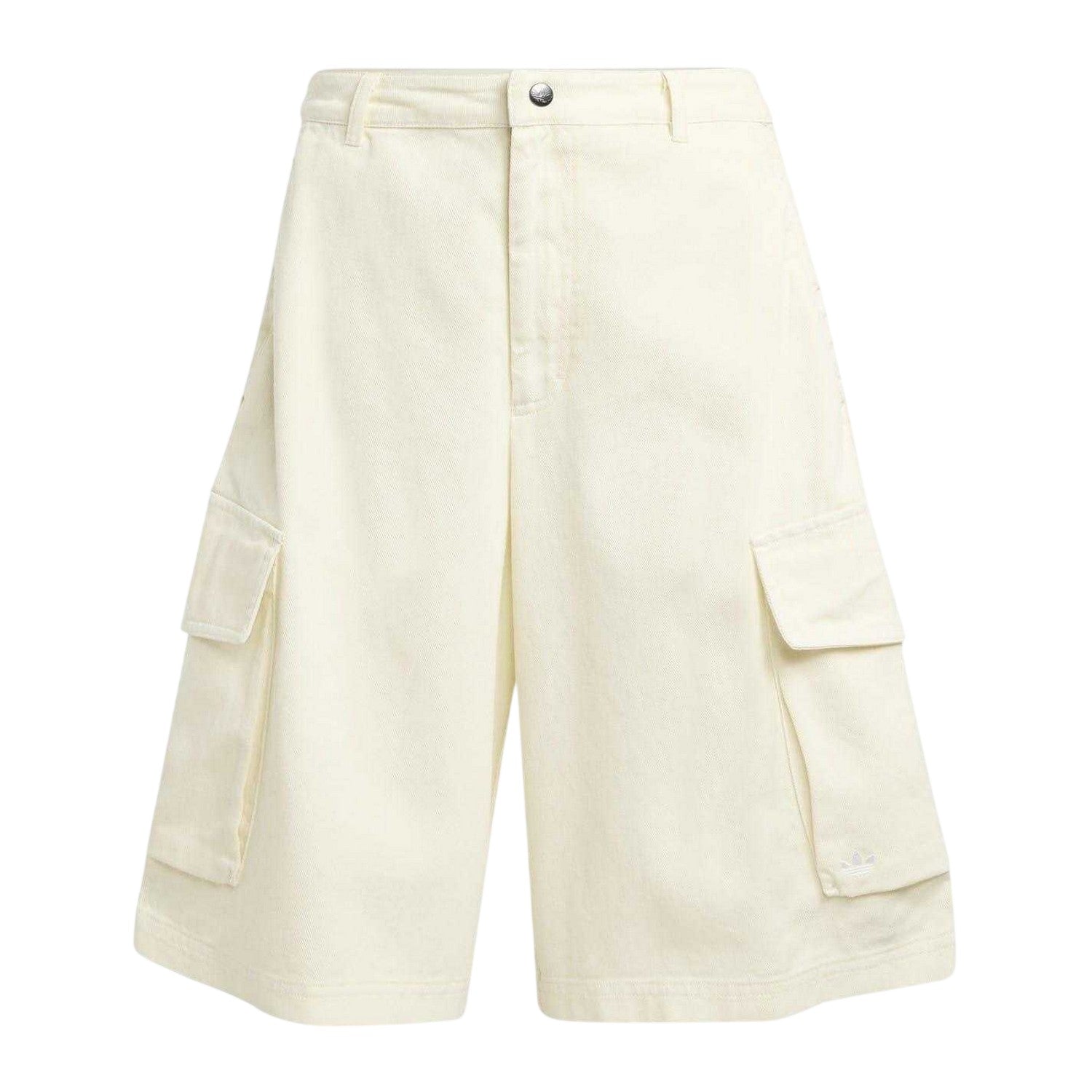 Cream - Front - Adidas Womens-Ladies Originals Denim Baggy Cargo Shorts