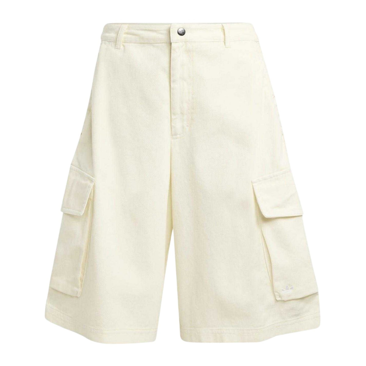 Cream - Front - Adidas Womens-Ladies Originals Denim Baggy Cargo Shorts
