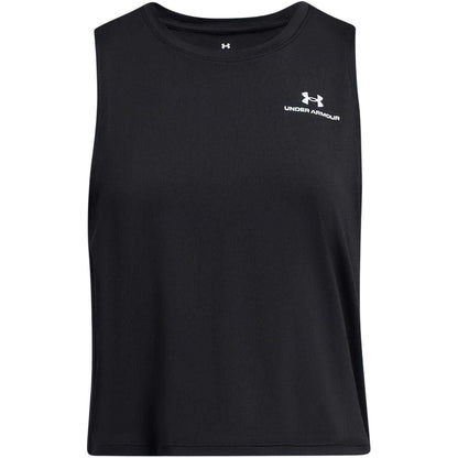 Black-White - Front - Under Armour Womens-Ladies Vanish Cropped Tank Top