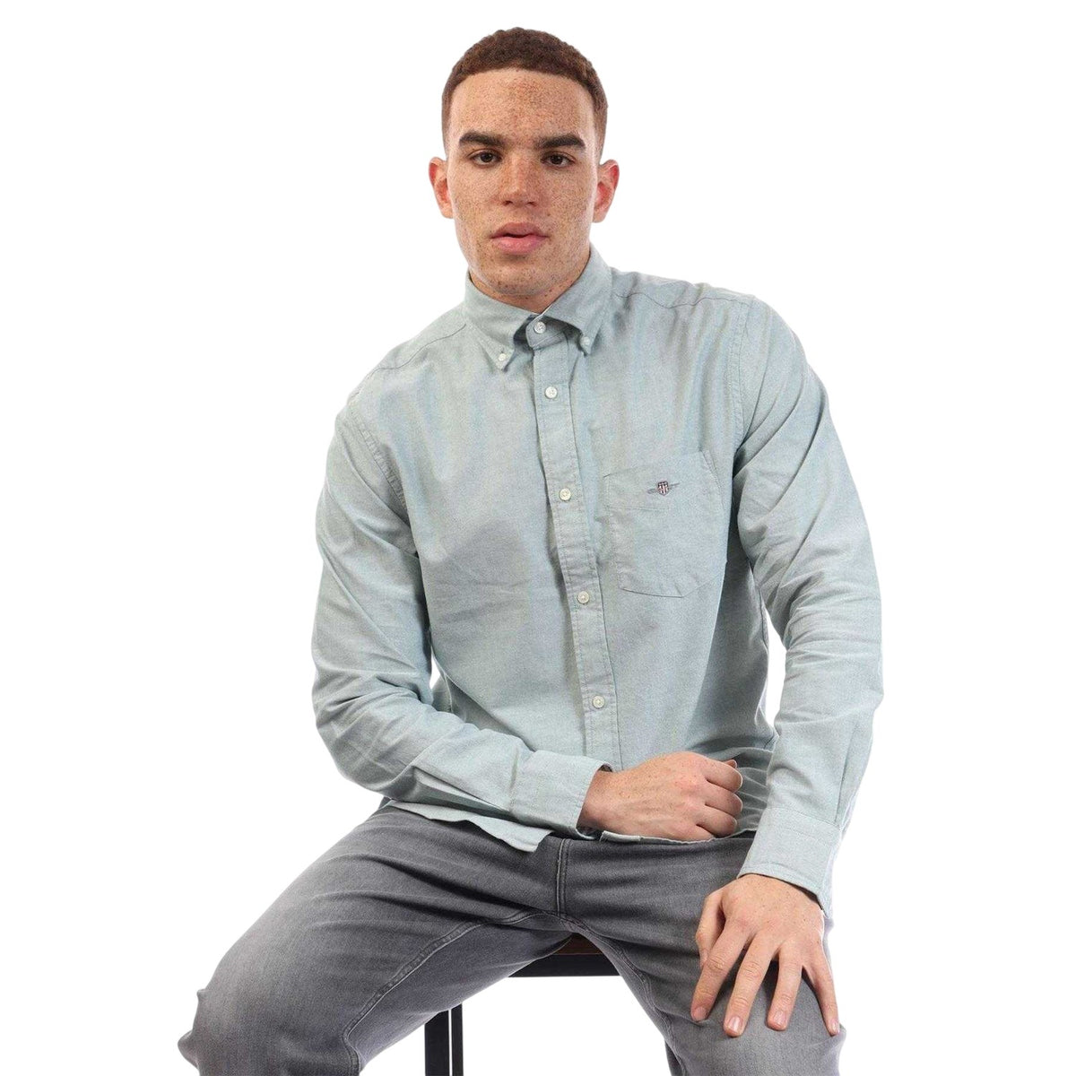 Green - Back - Gant Mens Oxford Cotton Button-Down Shirt