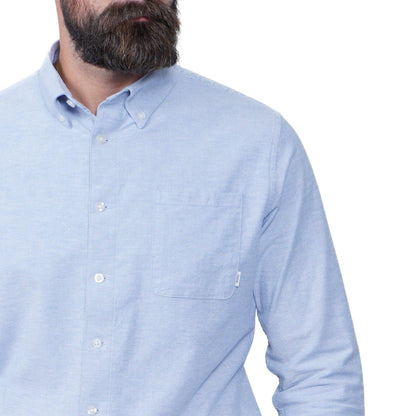 Blue - Side - Firetrap Mens Basic Oxford Cotton Button-Down Shirt