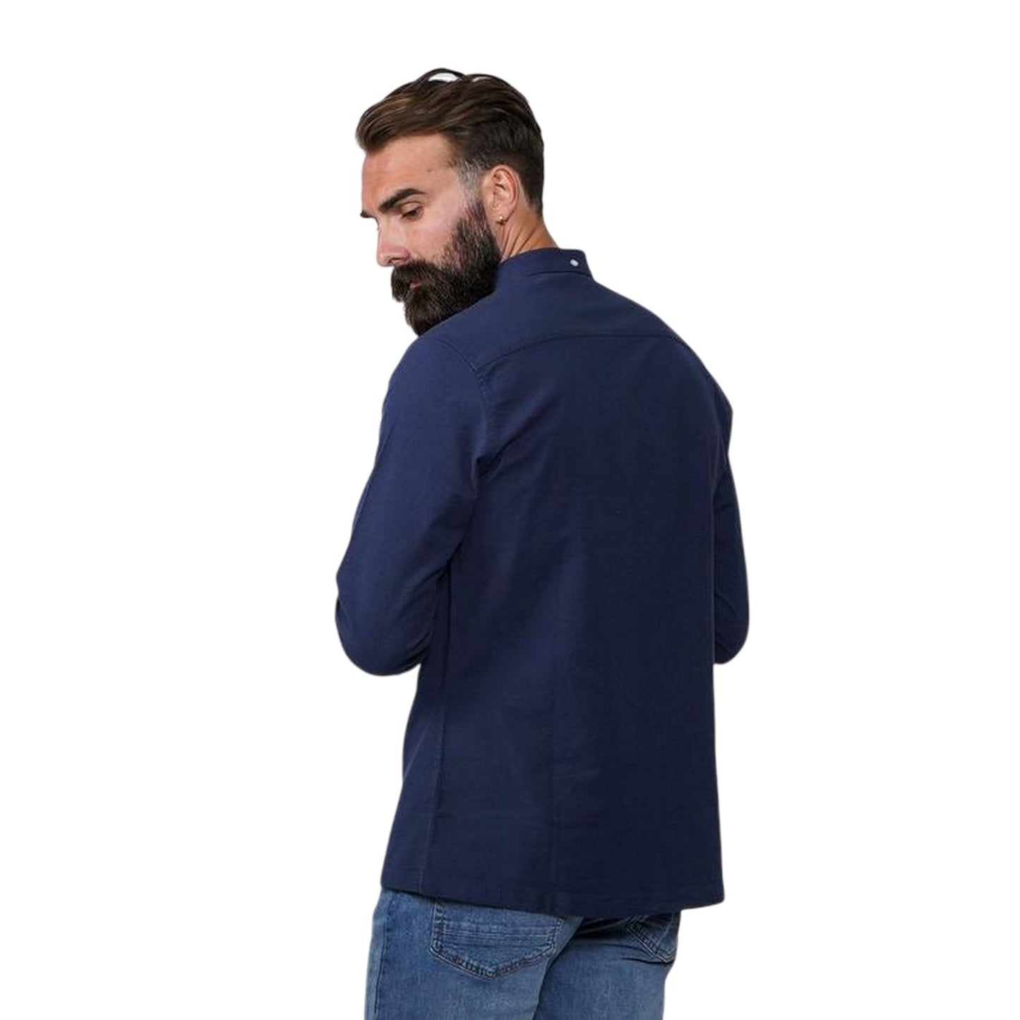 Navy - Back - Firetrap Mens Basic Oxford Cotton Button-Down Shirt