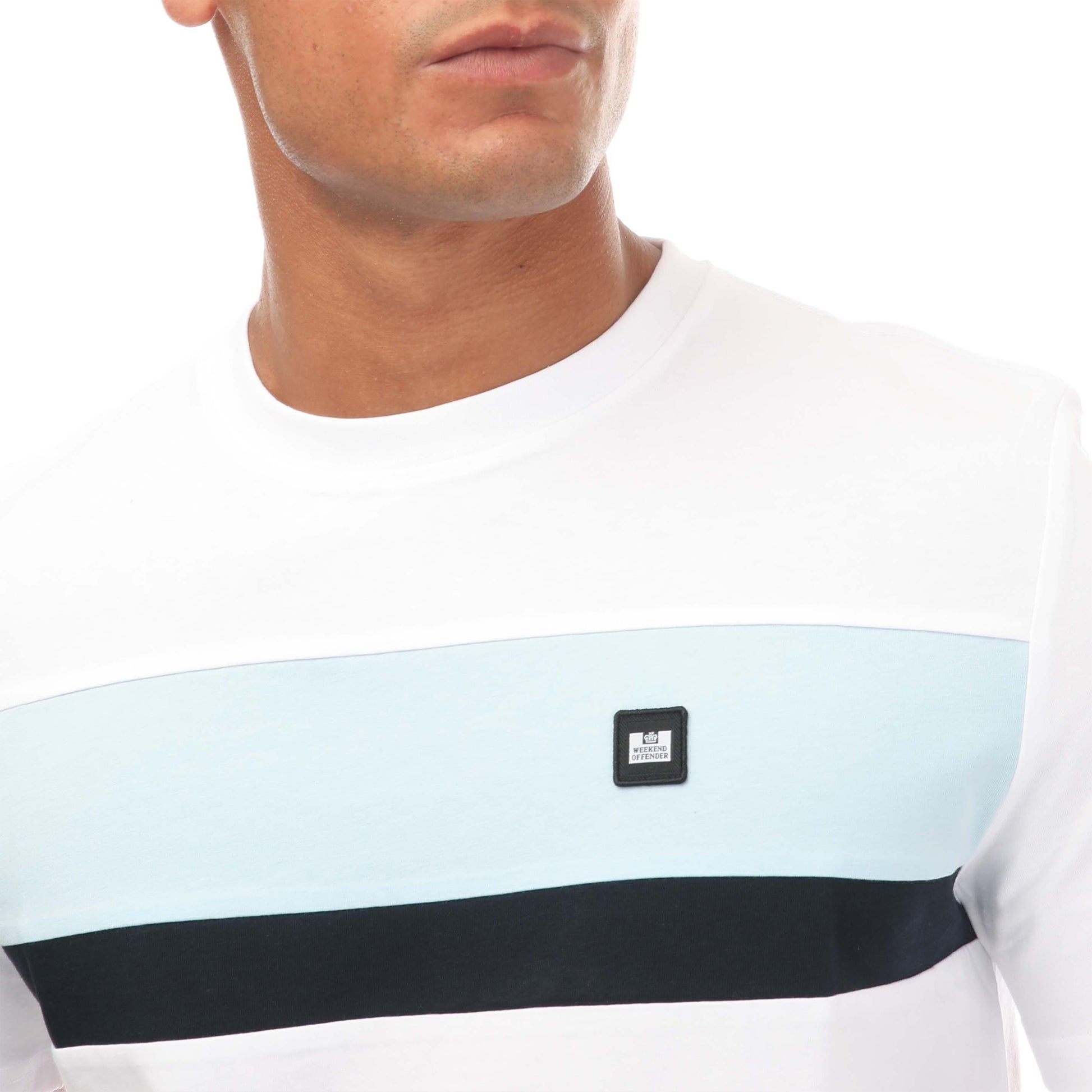White - Side - Weekend Offender Mens Crossword Colour Block T-Shirt