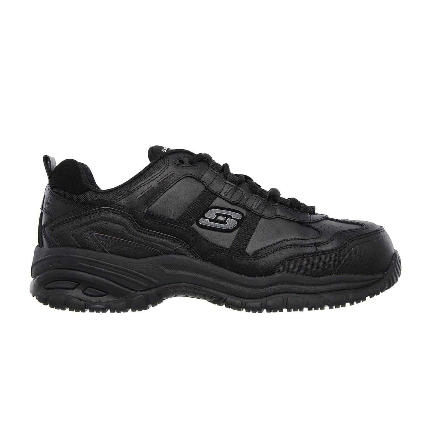 Black - Front - Skechers Mens Stride Grinnell Coated Leather Safety Shoes