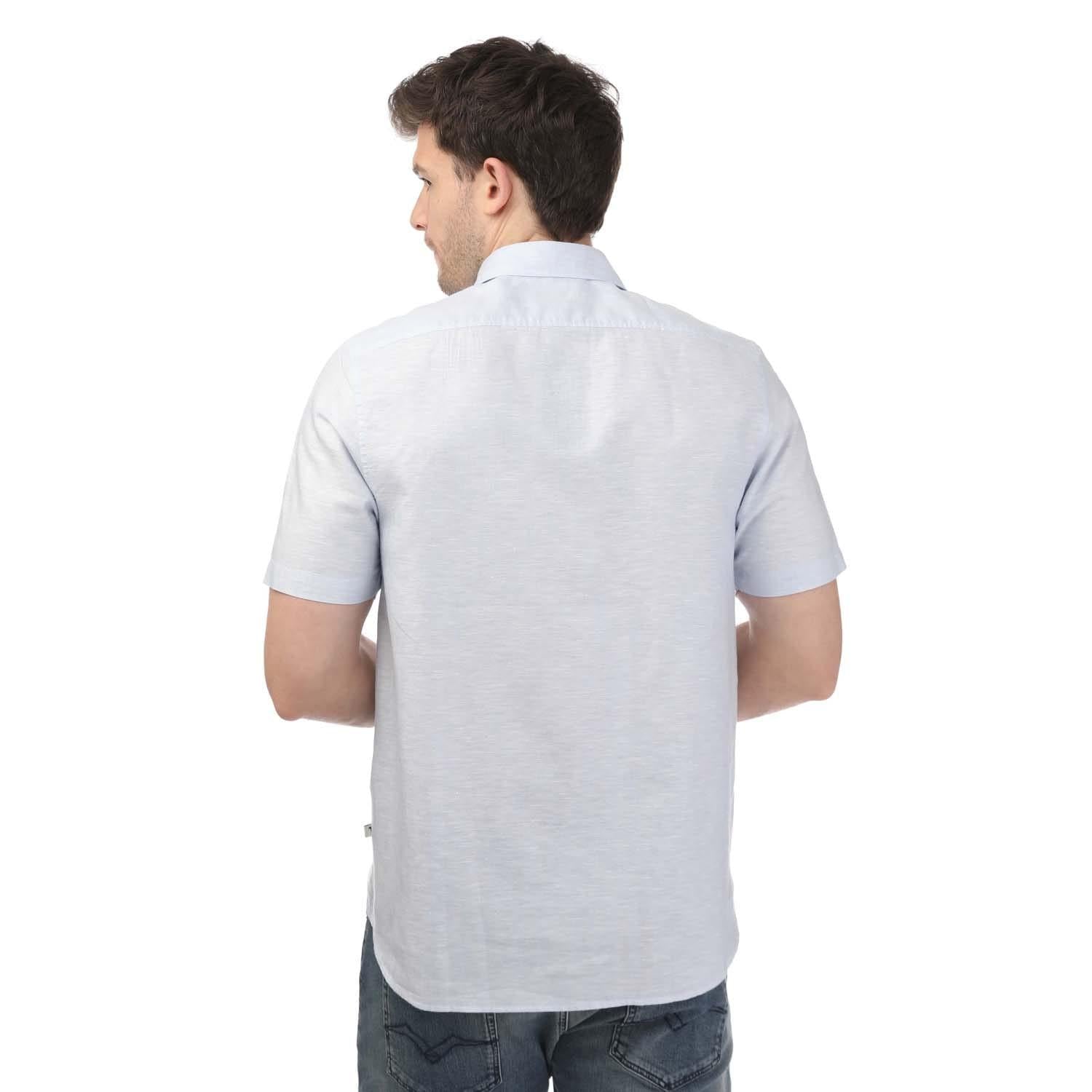 Blue - Back - Ted Baker Mens Kingford Linen Short-Sleeved Shirt