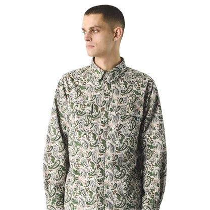 Stone - Side - Pretty Green Mens Paisley Regular Button-Down Shirt
